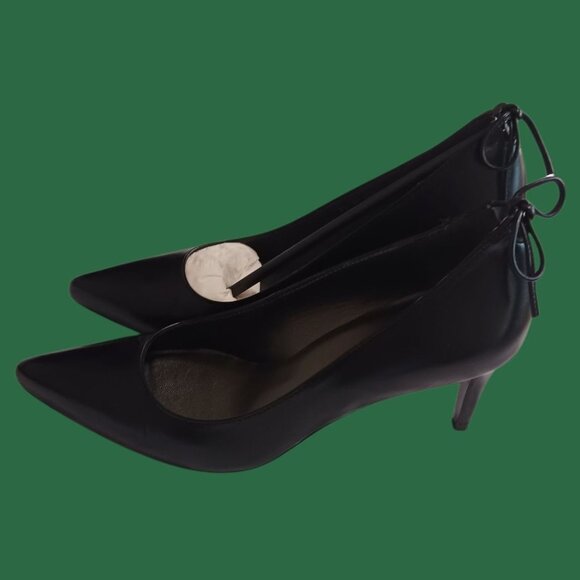 Stuart Weitzman Peekamid Leather Pointed Toe Heels Bow Detail Blk Size 36.5/6 - Picture 8 of 15